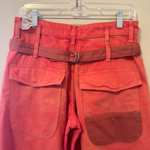 NWT FREE PEPOLE WATERFALLS BAGGY WIDE LEG DENIM JEANS - SIZE 27S - OKLAHOMA SUN - Picture 8 of 11